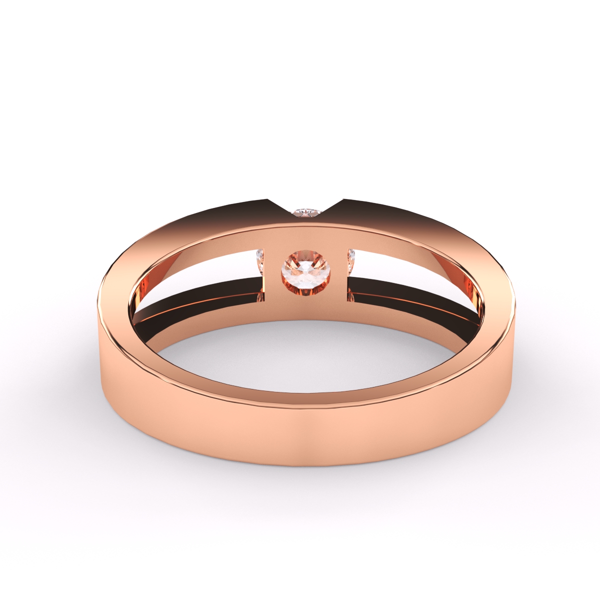 Trendy Round Solitaire Double Band Ring